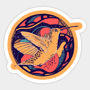 Retro Triad Circle of The Hummingbird Sticker